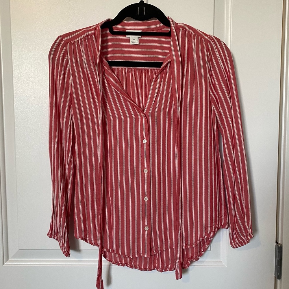 Jcrew Nantucket Red & White Striped Button Up Blouse